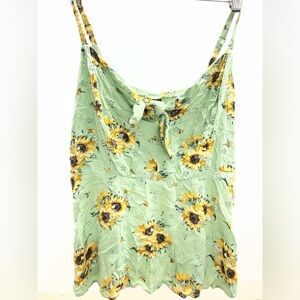 Torrid Sunflower Print Green Babydoll Camisole